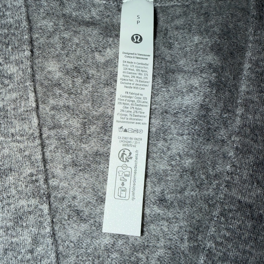Lululemon NWT Gray Alpaca Wool-Blend Button Cardigan Sweater Women’s Size Small - Picture 7 of 10
